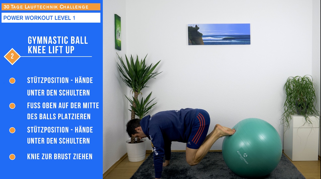 Gymnastik Ball Knee Lift Up