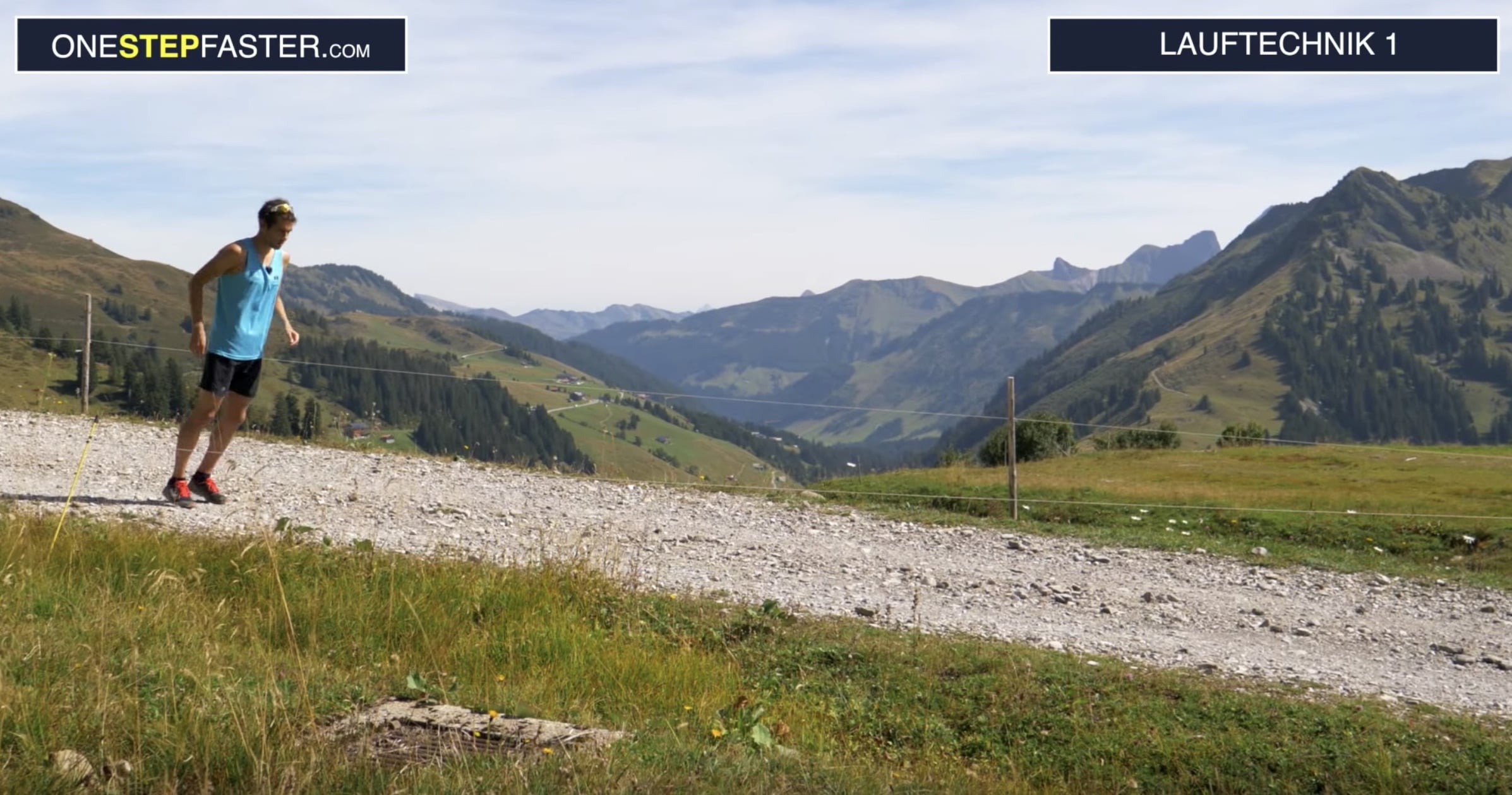 Start der Übung zum schnelleren Bergablaufen